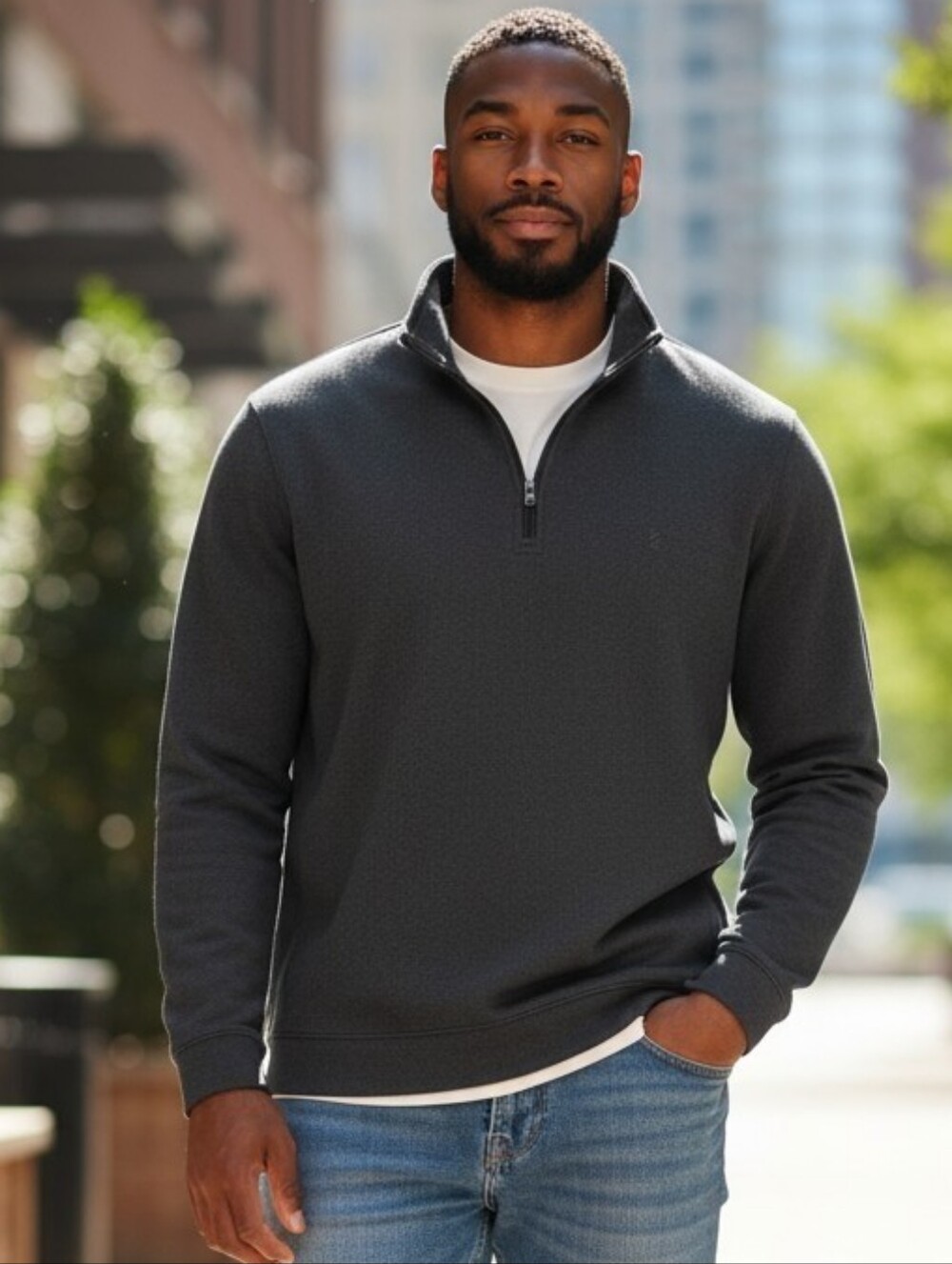 IZOD Charcoal Quarter-Zip Performance Sweater
